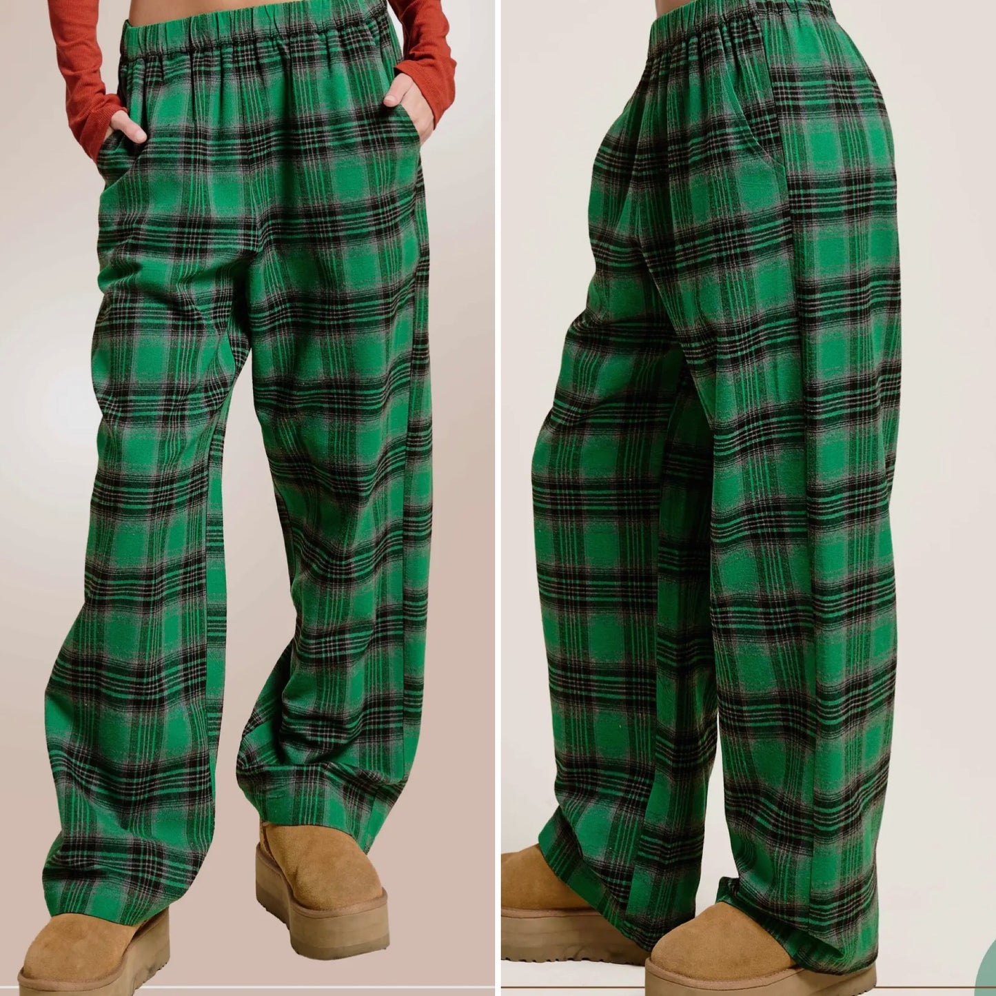Elf Green Plaid Flannel Checkered Pajama Pant