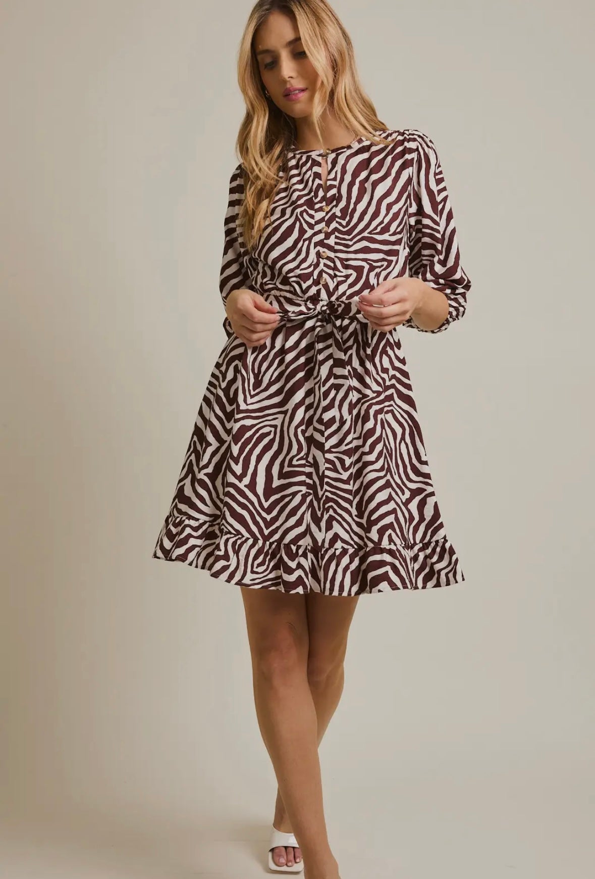Zebra Waist Tie Dress