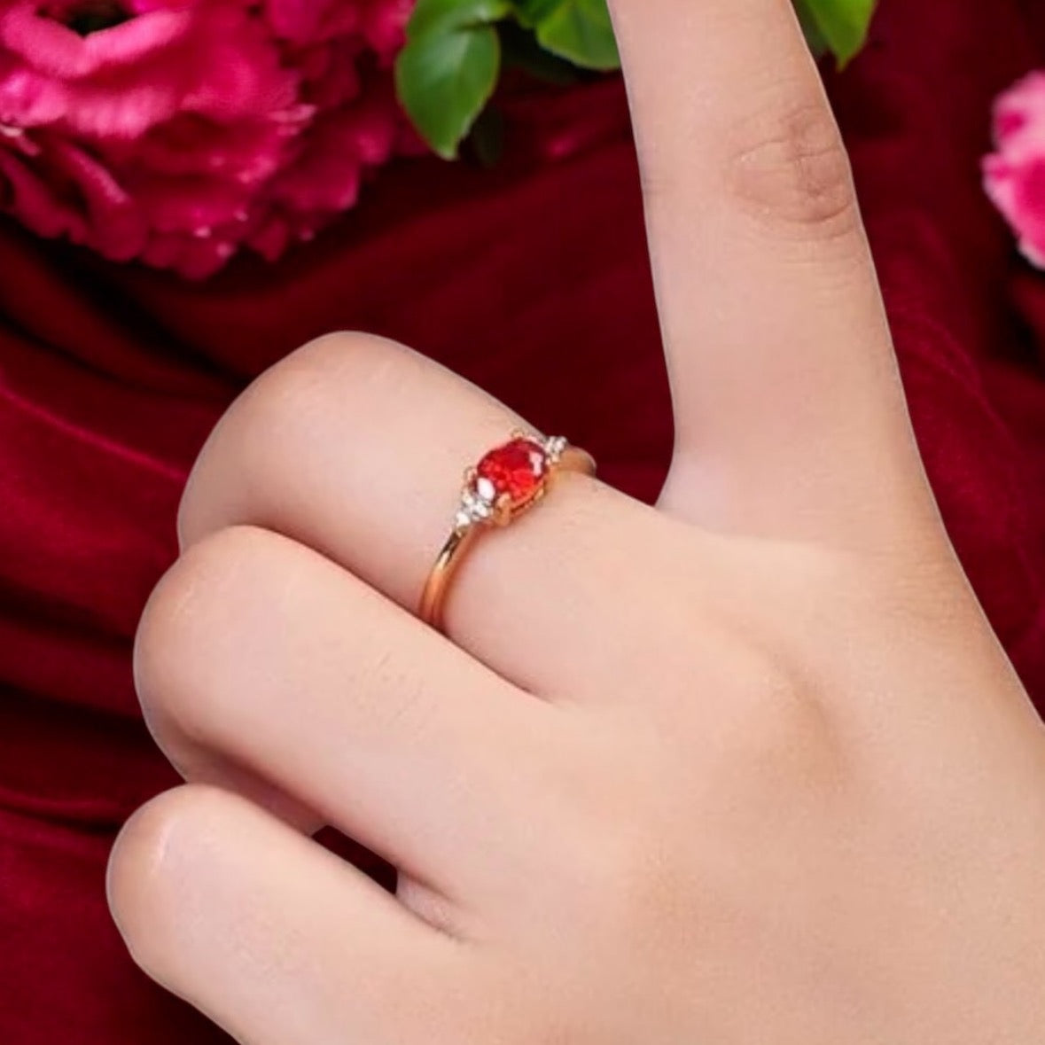 January birthstone adjustable ring