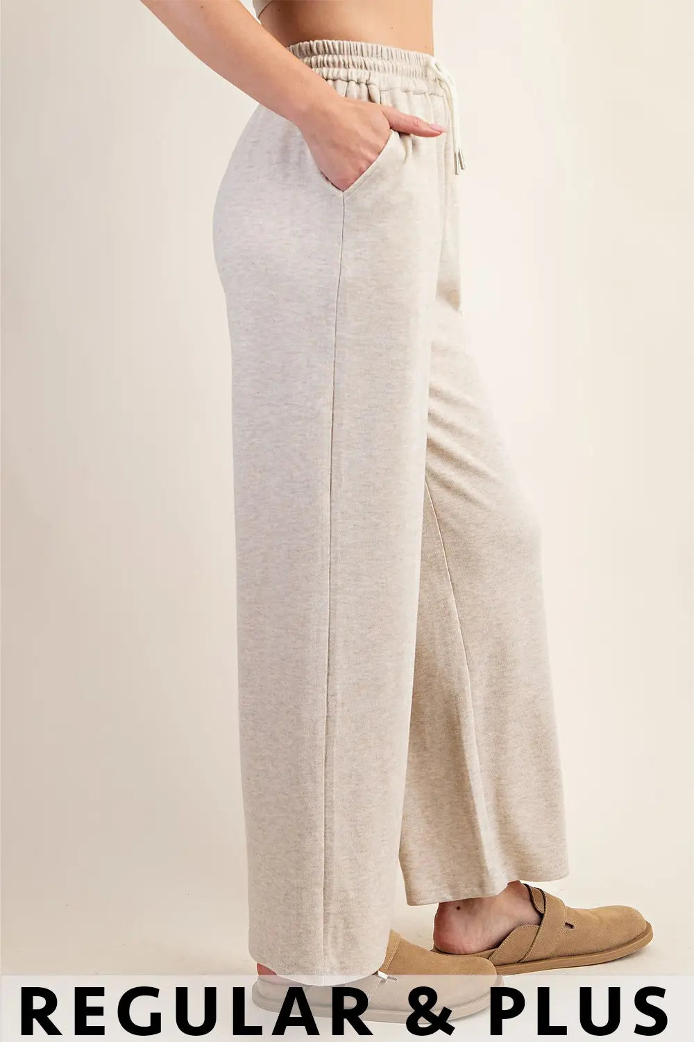 Taupe Knit Pants w/ Elastic Waistband