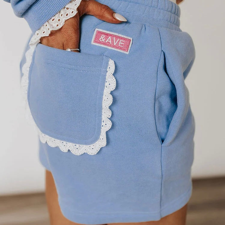 Ampersand Avenue Comfort Zone Shorts Blue Lace