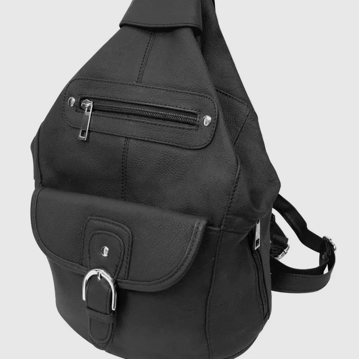 Florence Buckle Closure Cowhide Leather Back Pack