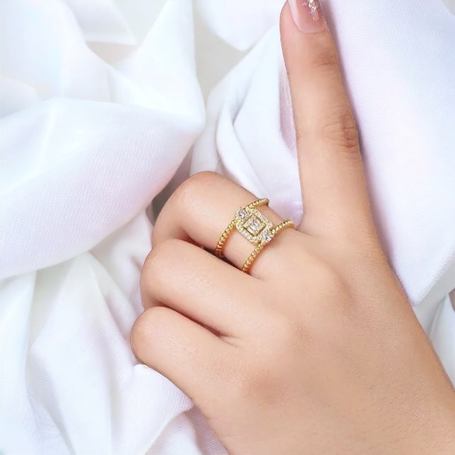 Gold filled baguette double band ring
