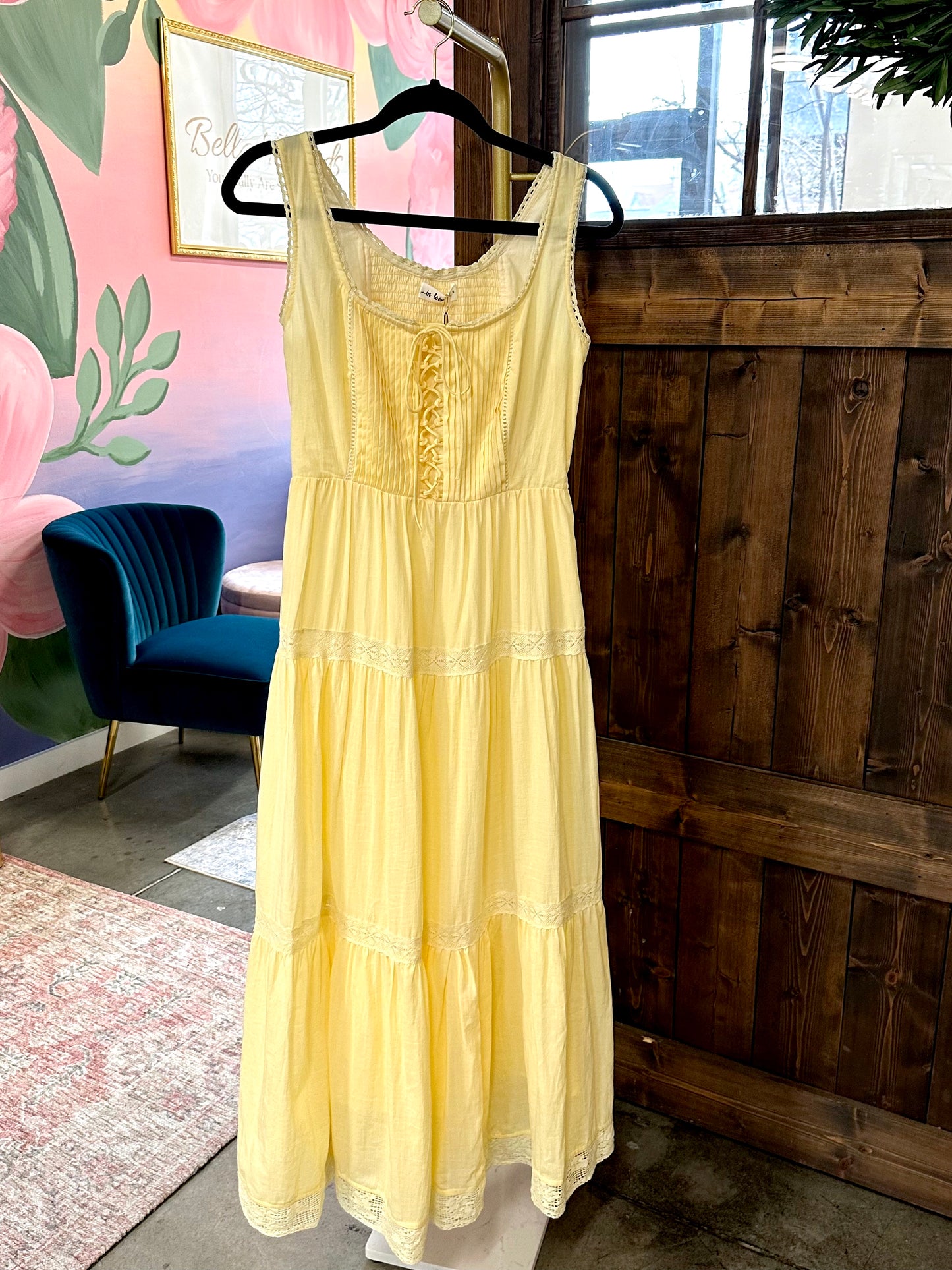 Yellow Cotton Sleeveless Maxi Dress