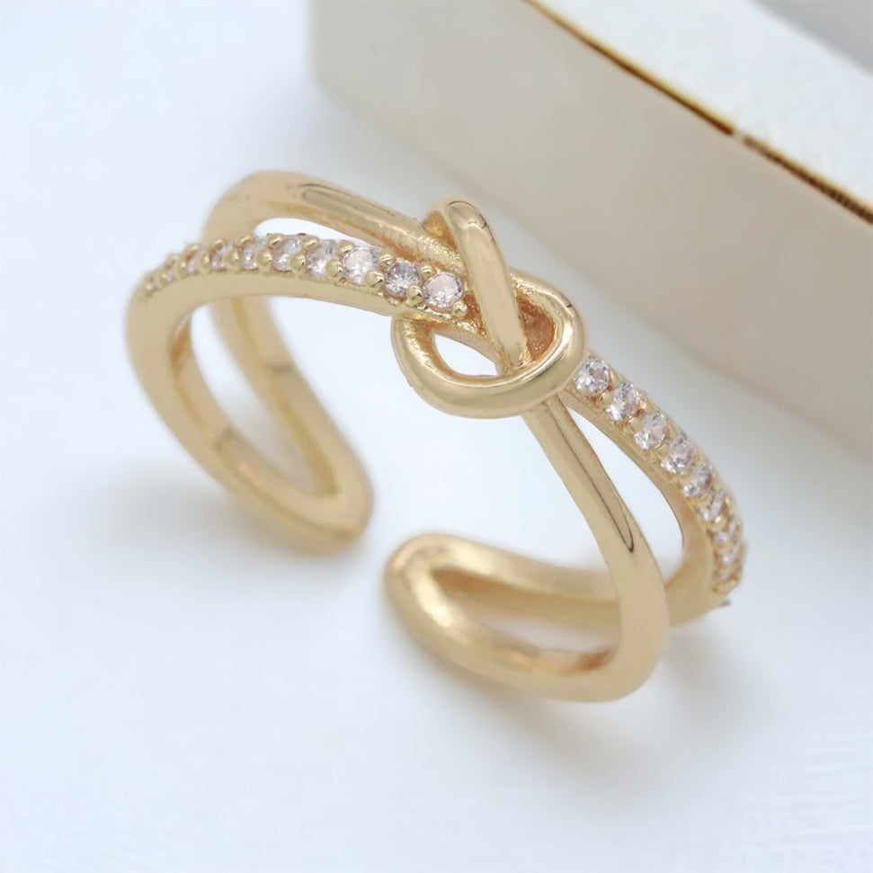 gold filled adjustable double twist band ring
