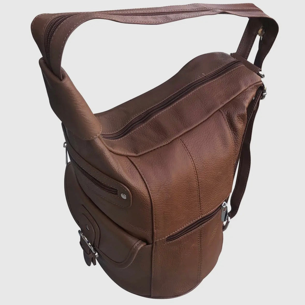 Florence Buckle Closure Cowhide Leather Back Pack