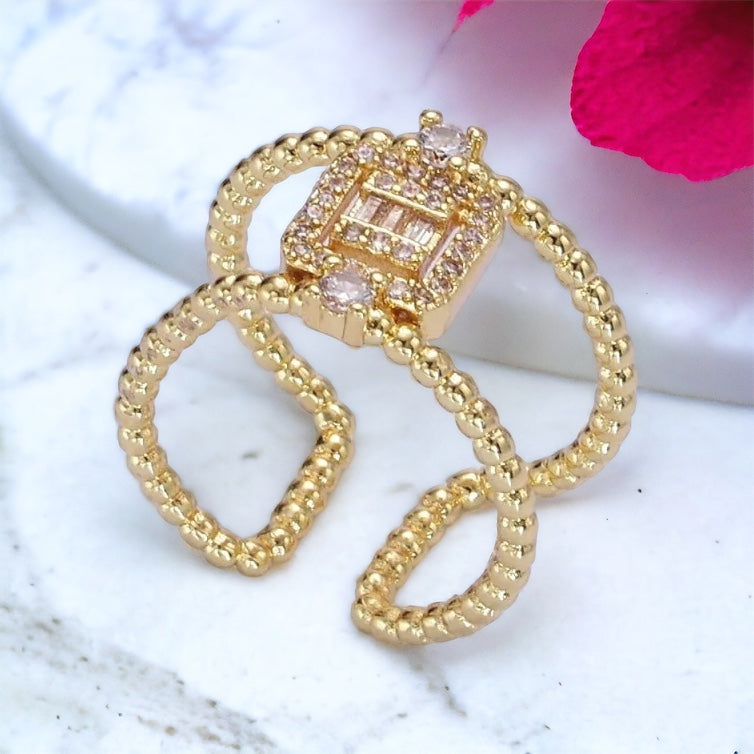 Gold filled baguette double band ring