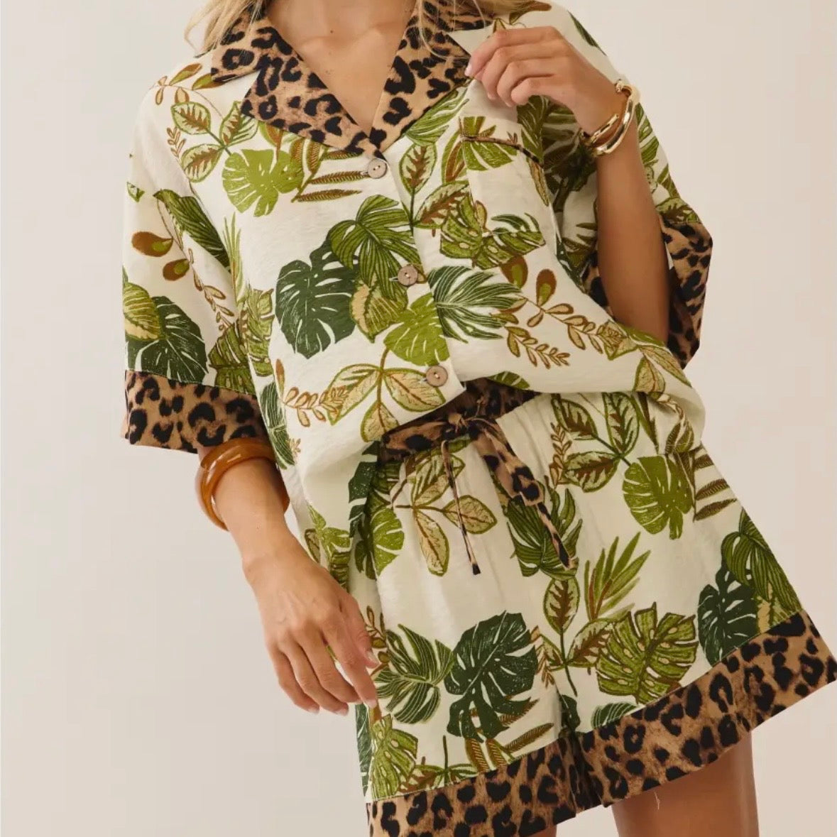 Tropical Cheetah Print Top