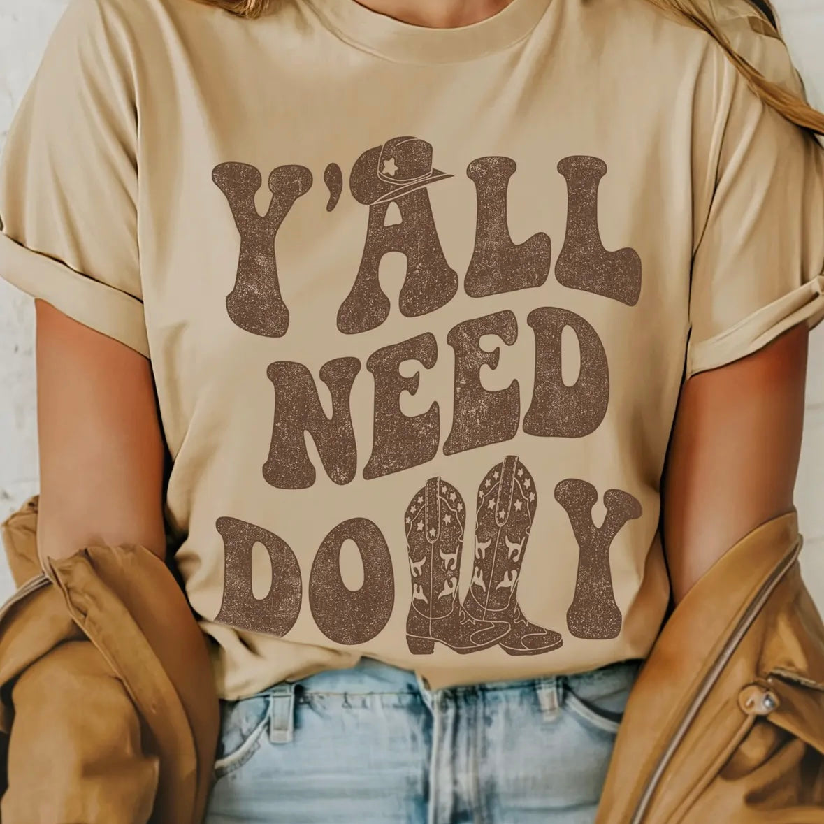 Tan Y'all Need Dolly Graphic Tee
