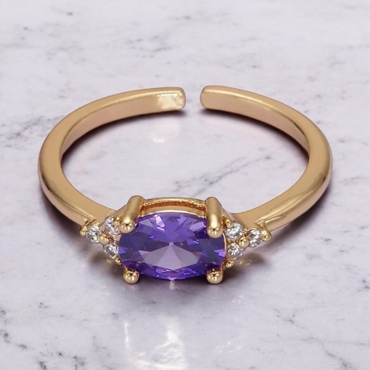February birthstone adjustable ring