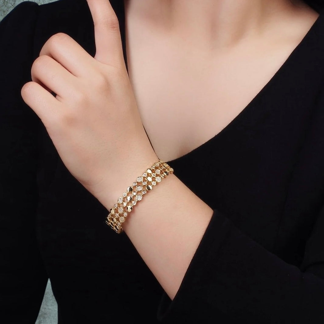 gold filled hexagonal cuff bracelet