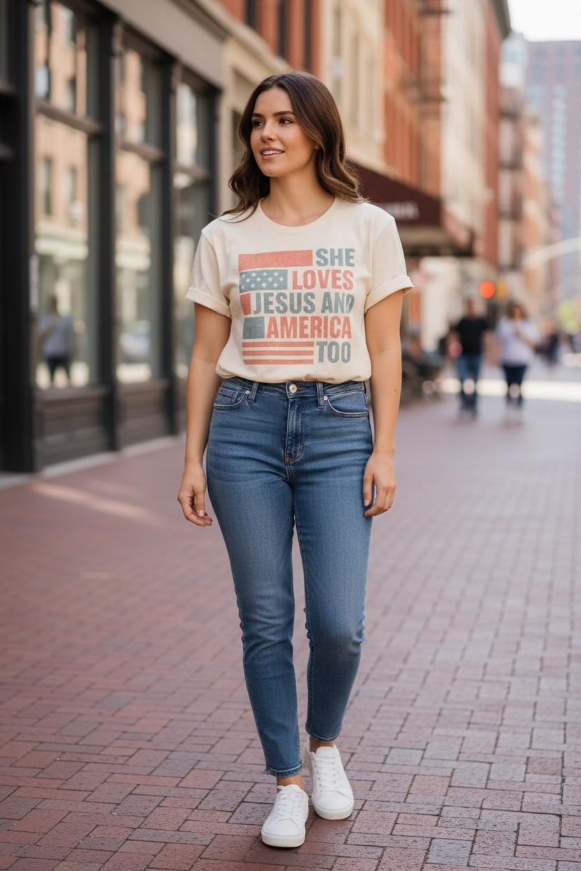 She Loves Jesus And America Too T-Shirt