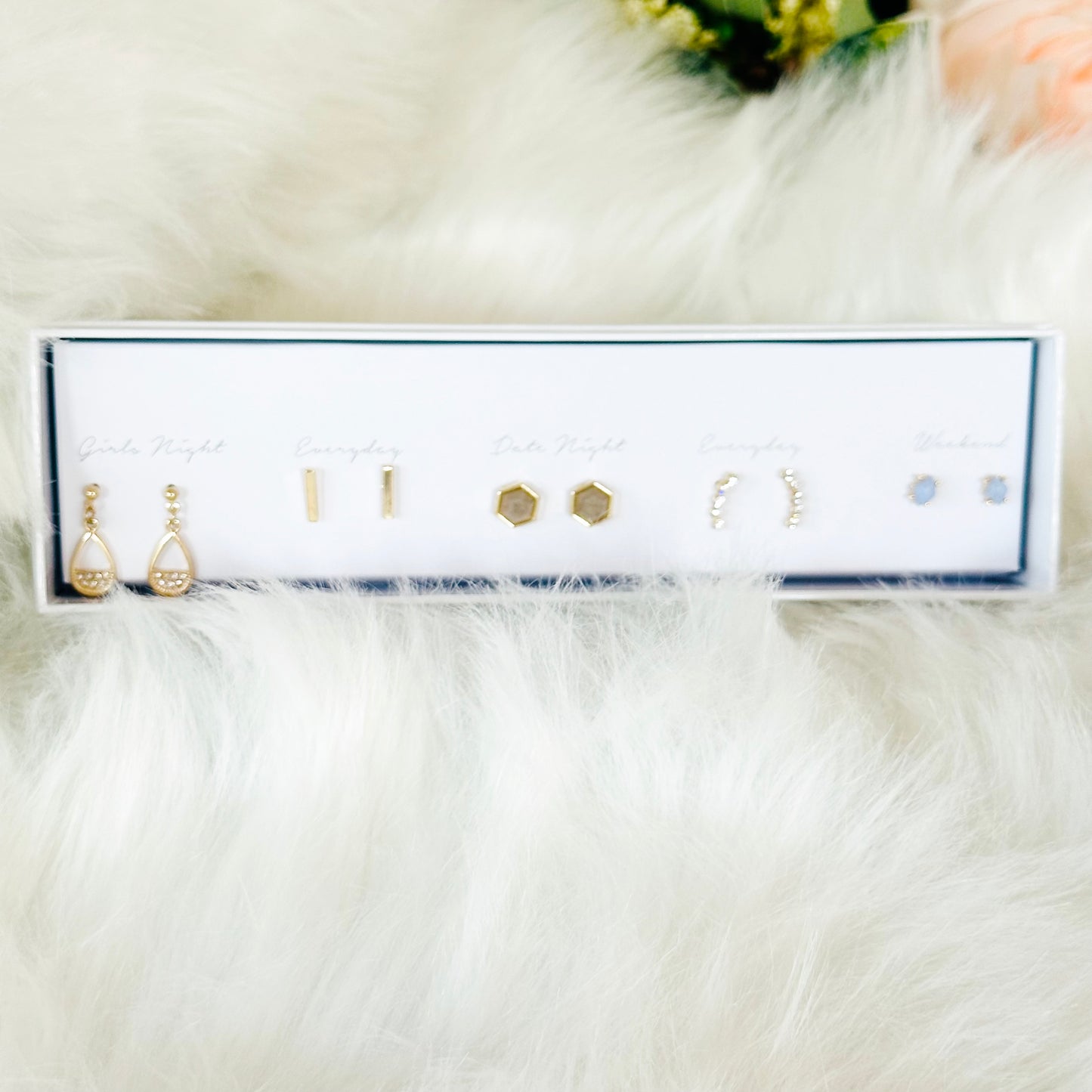 5 pair dainty earrings box set