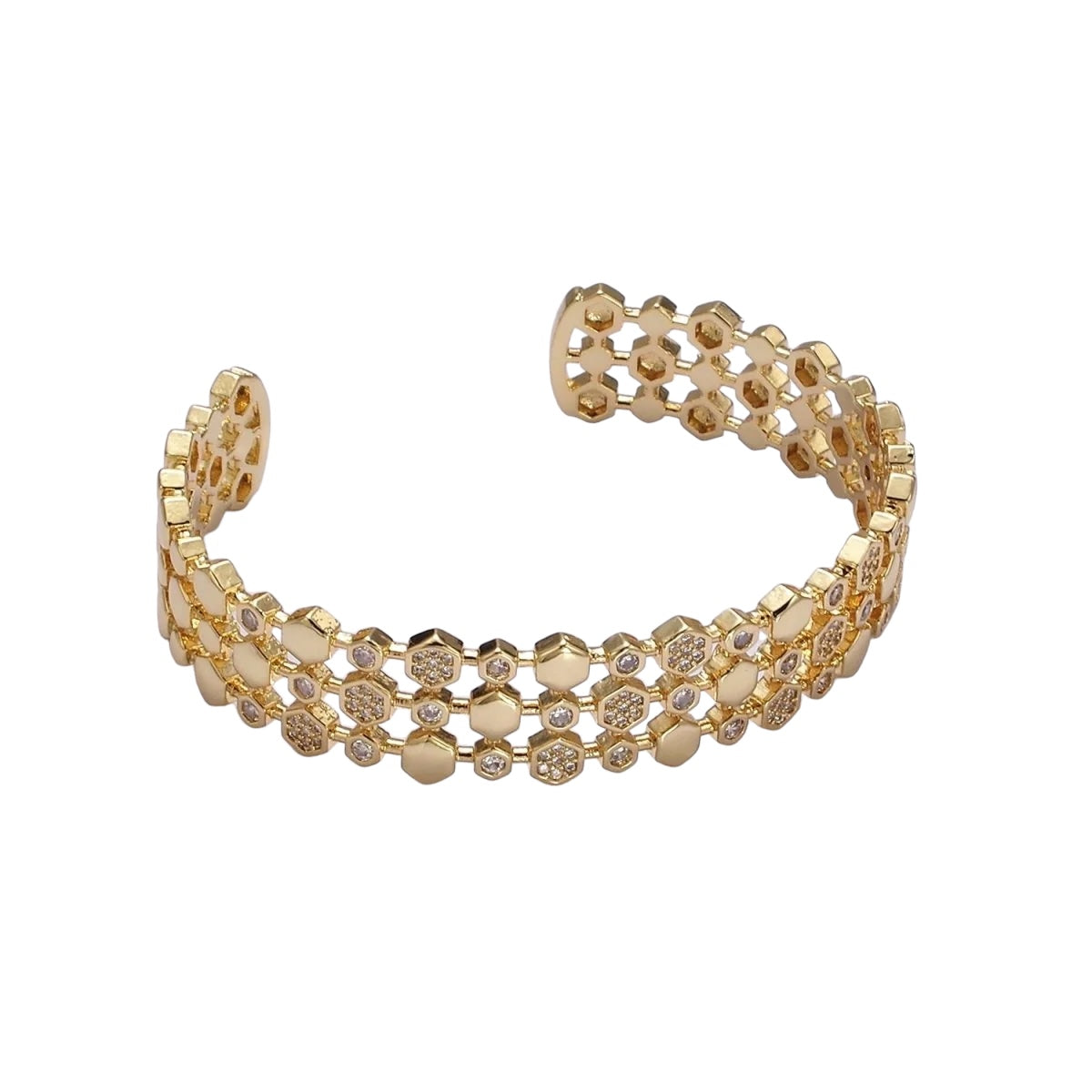 gold filled hexagonal cuff bracelet