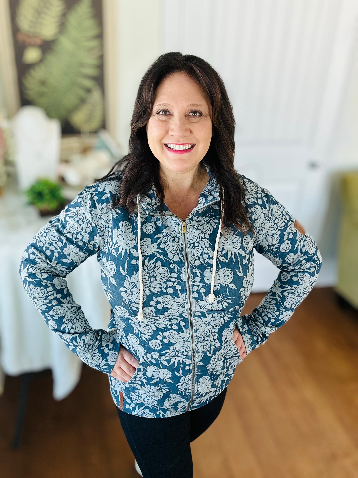 Ampersand Avenue FullZip Sweatshirt Twilight Blooms