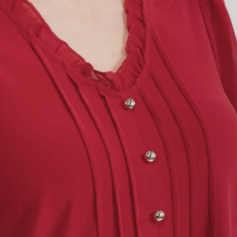 Red Ruffle Sleeve Top