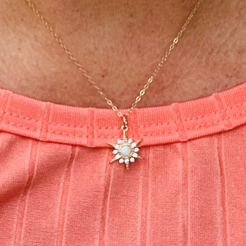 gold filled opal star pendant necklace