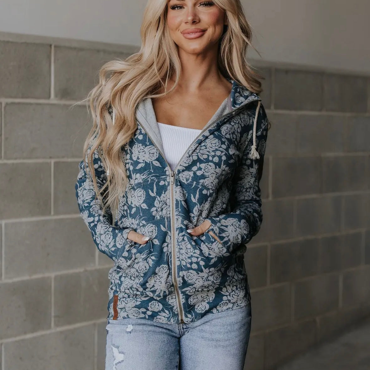 Ampersand Avenue FullZip Sweatshirt in Twilight Blooms
