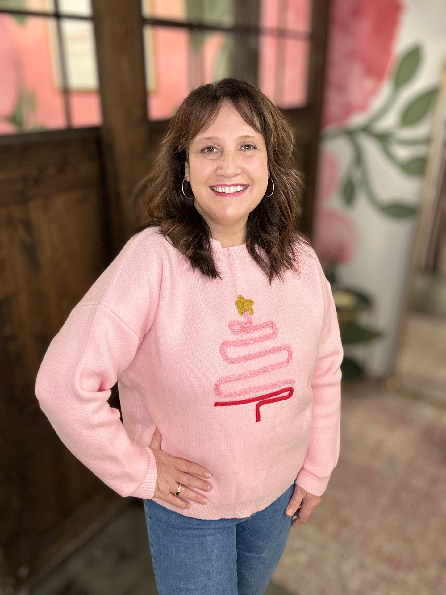 Pink Christmas Tree Sweater