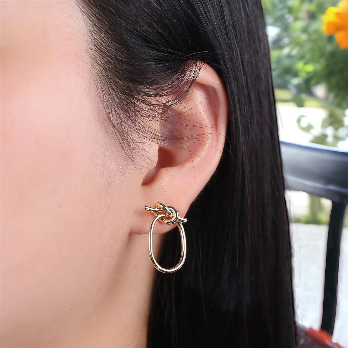 Gold filled twist knot hoop earrings