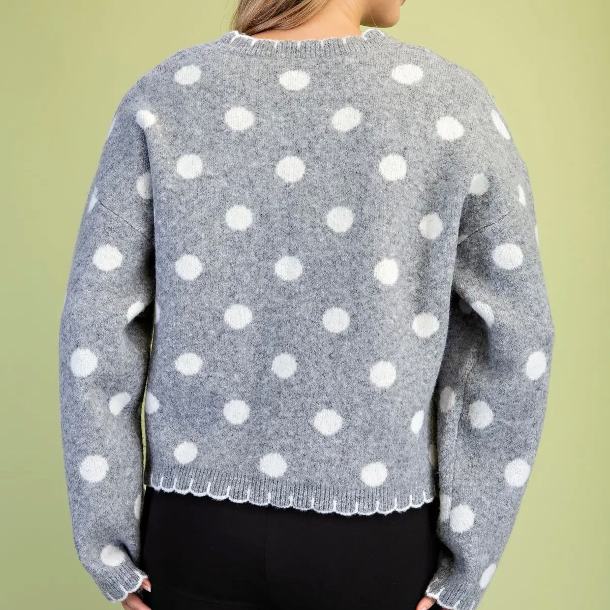 Heather Grey Polka-Dot Button Down Cardigan