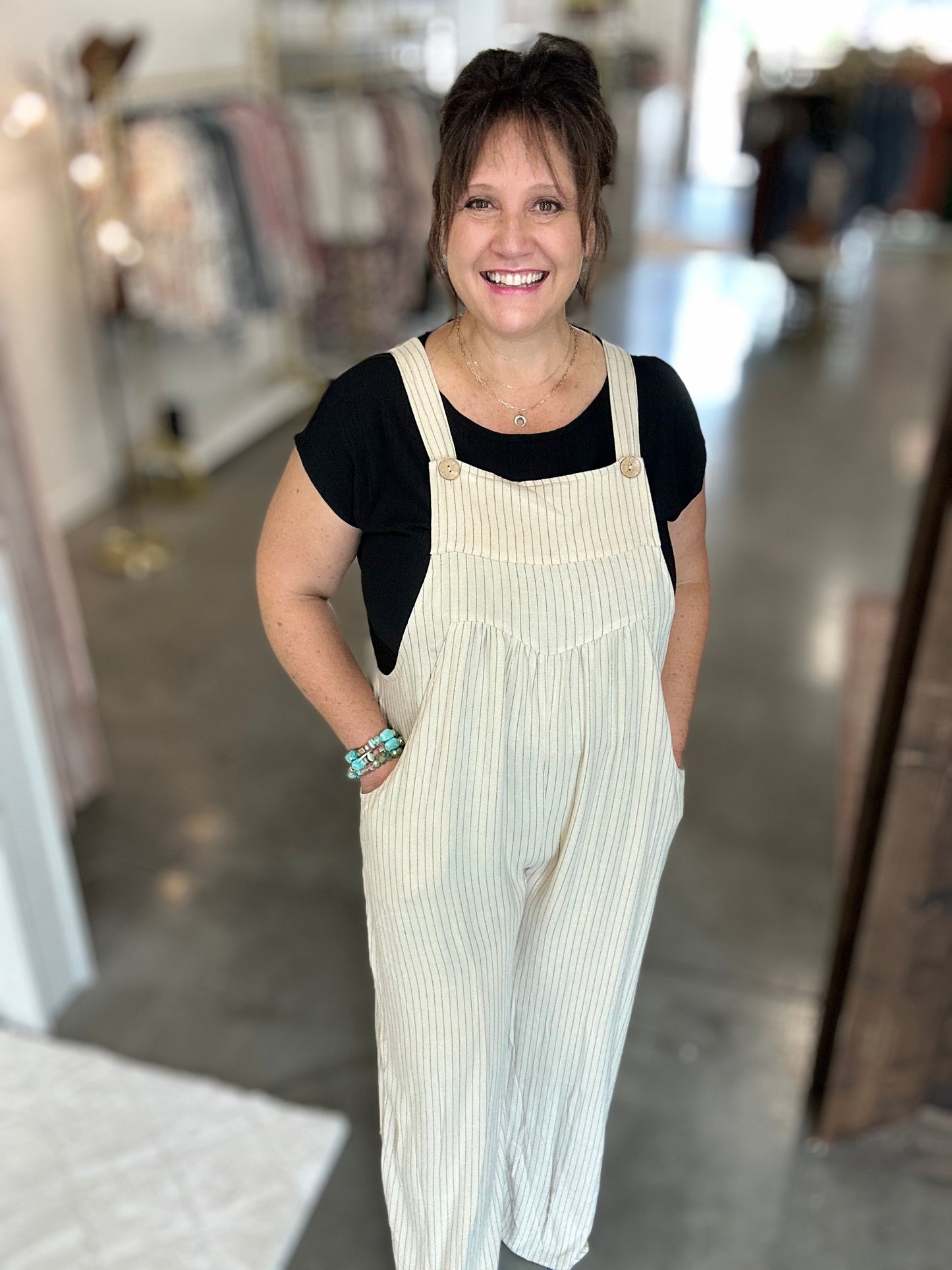 Linen Pin Striped Jumpsuit