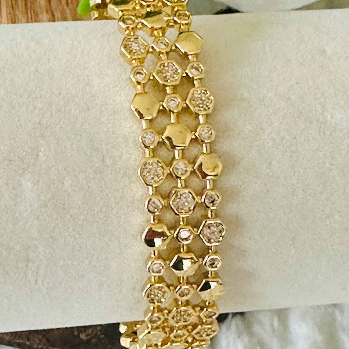 gold filled hexagonal cuff bracelet
