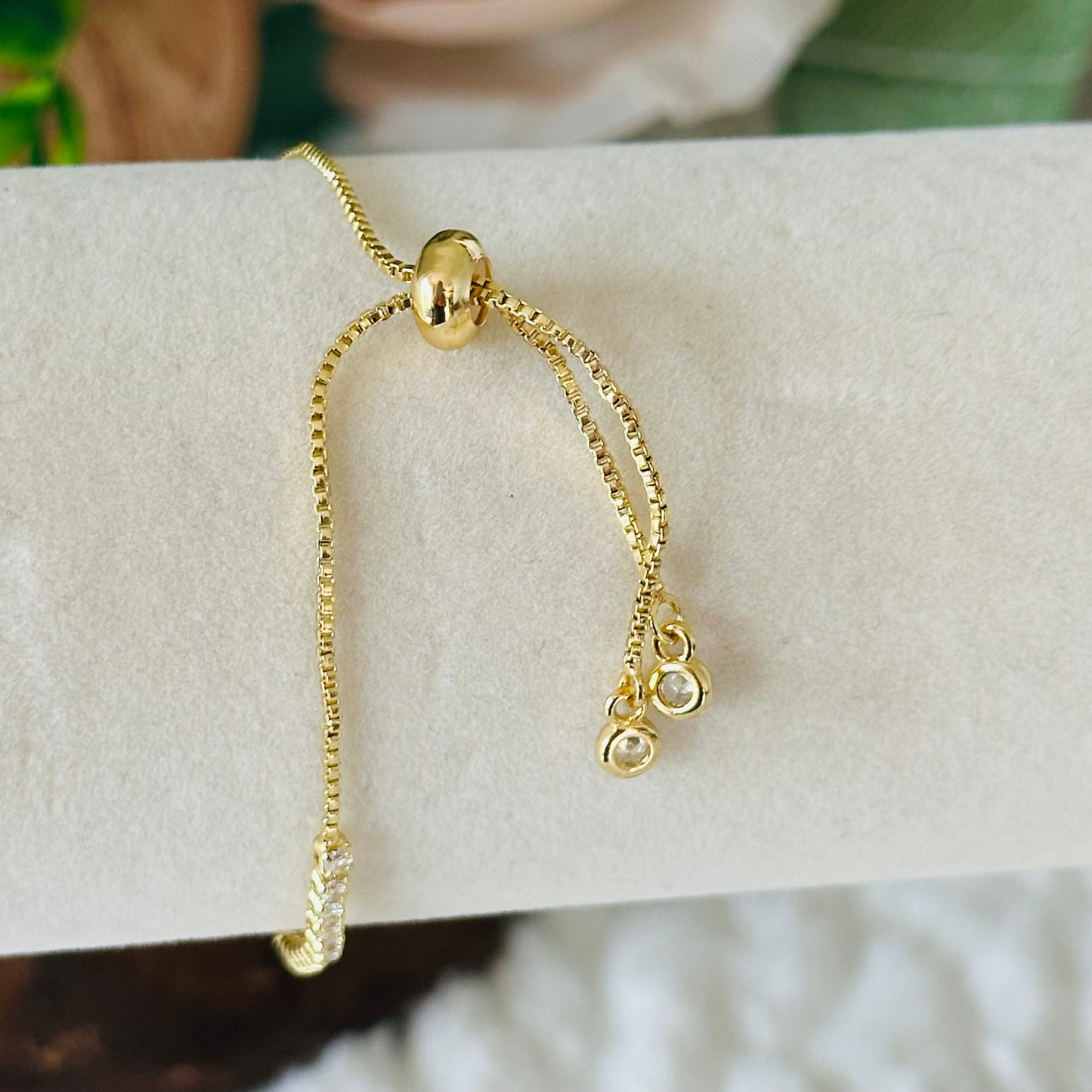 Gold filled adjustable cubic zirconia tennis bracelet