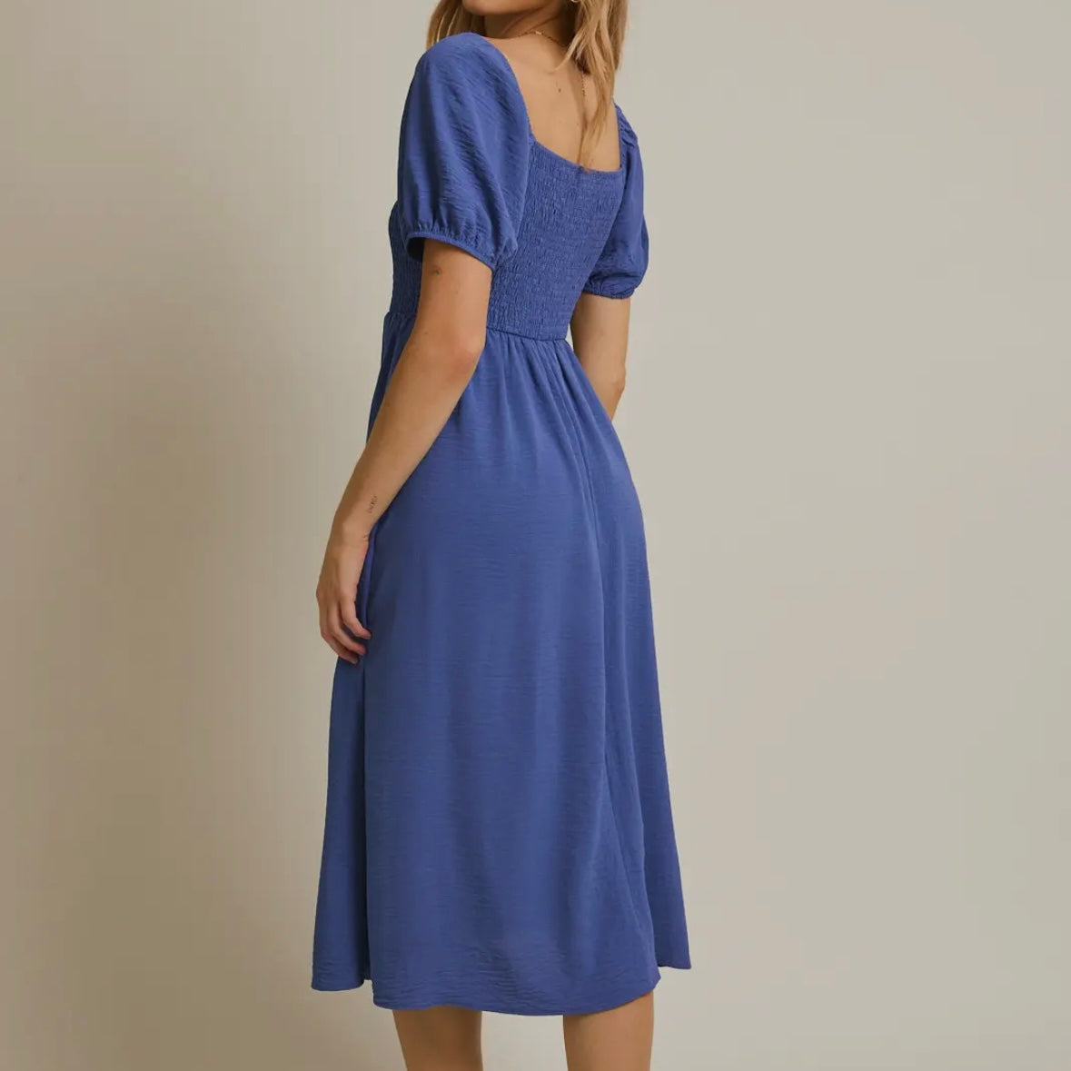 Blue Front Bow Detail Dress