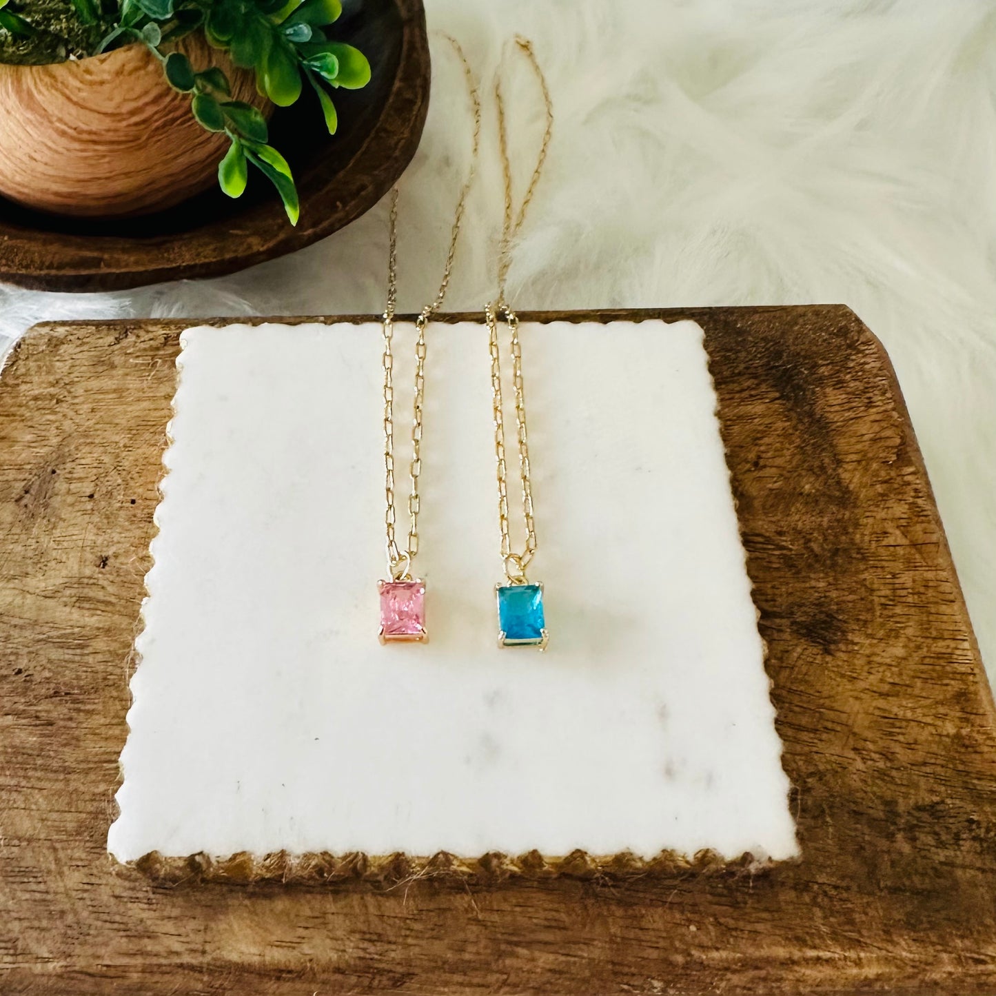 Emerald Cut Charm Necklace