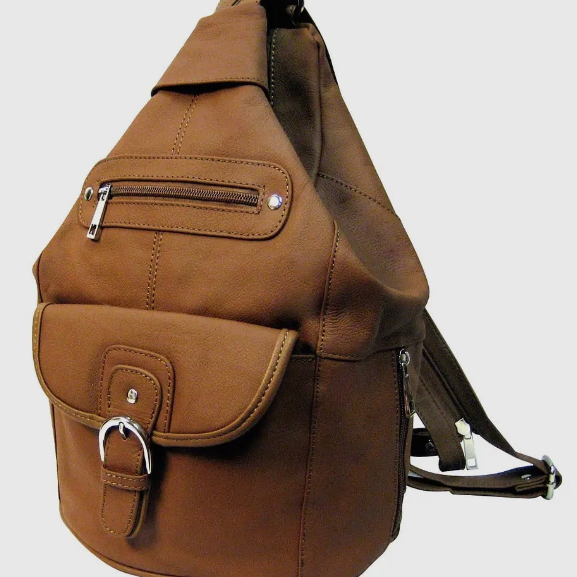 Florence Buckle Closure Cowhide Leather Back Pack