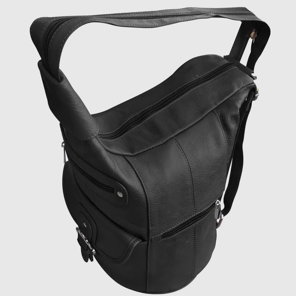 Florence Buckle Closure Cowhide Leather Back Pack