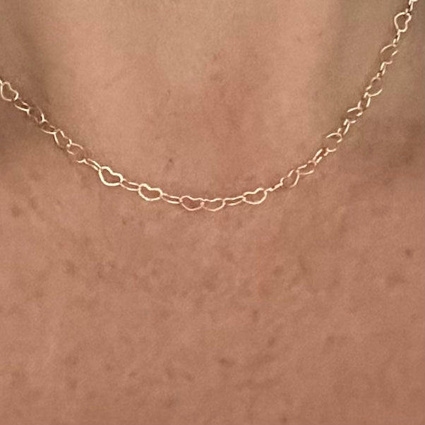 Gold filled heart link choker necklace