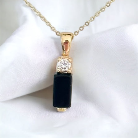 Black onyx bar necklace