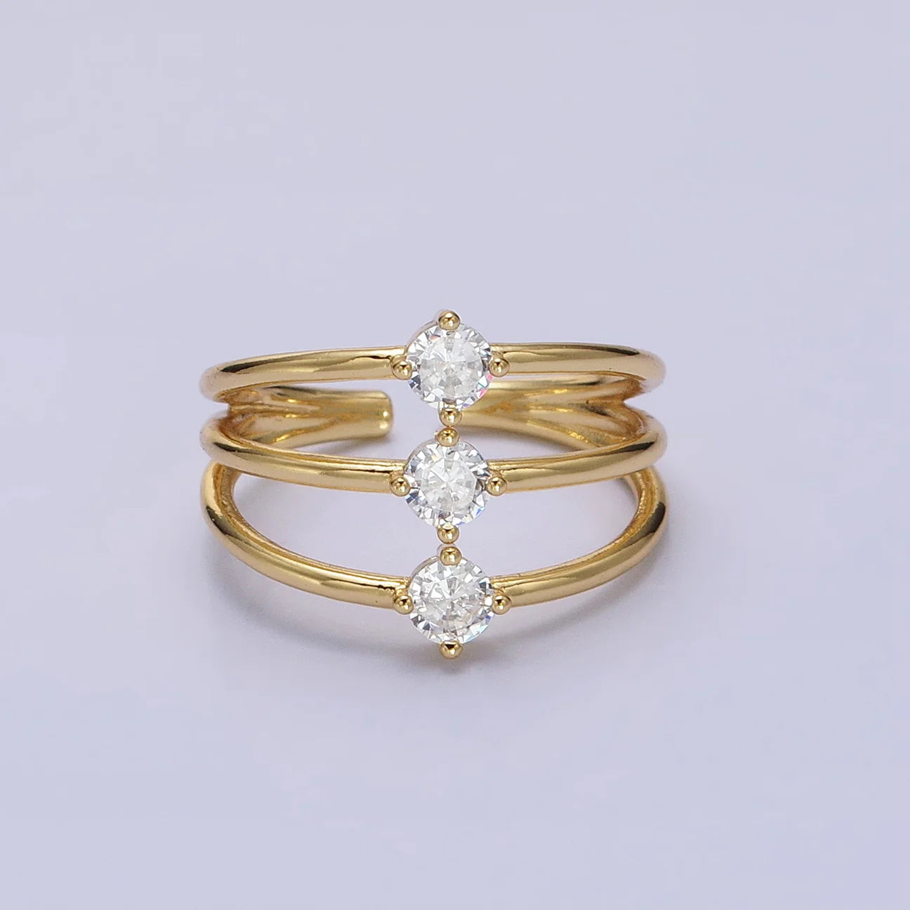 gold filled adjustable triple band ring
