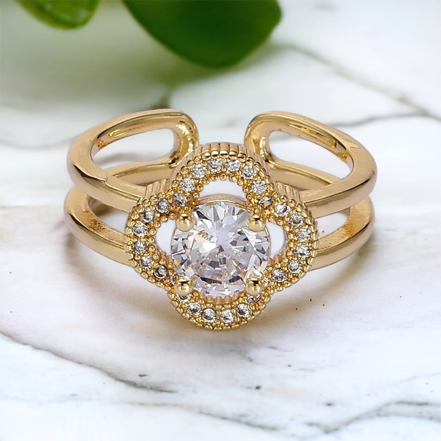 gold filled adjustable clover ring