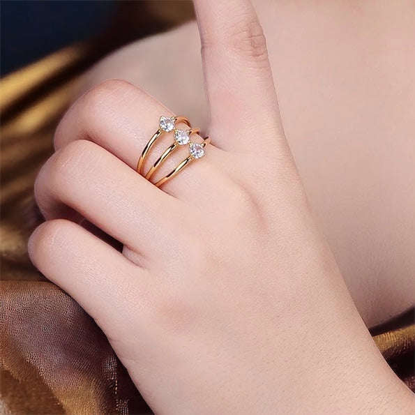 gold filled adjustable triple band ring