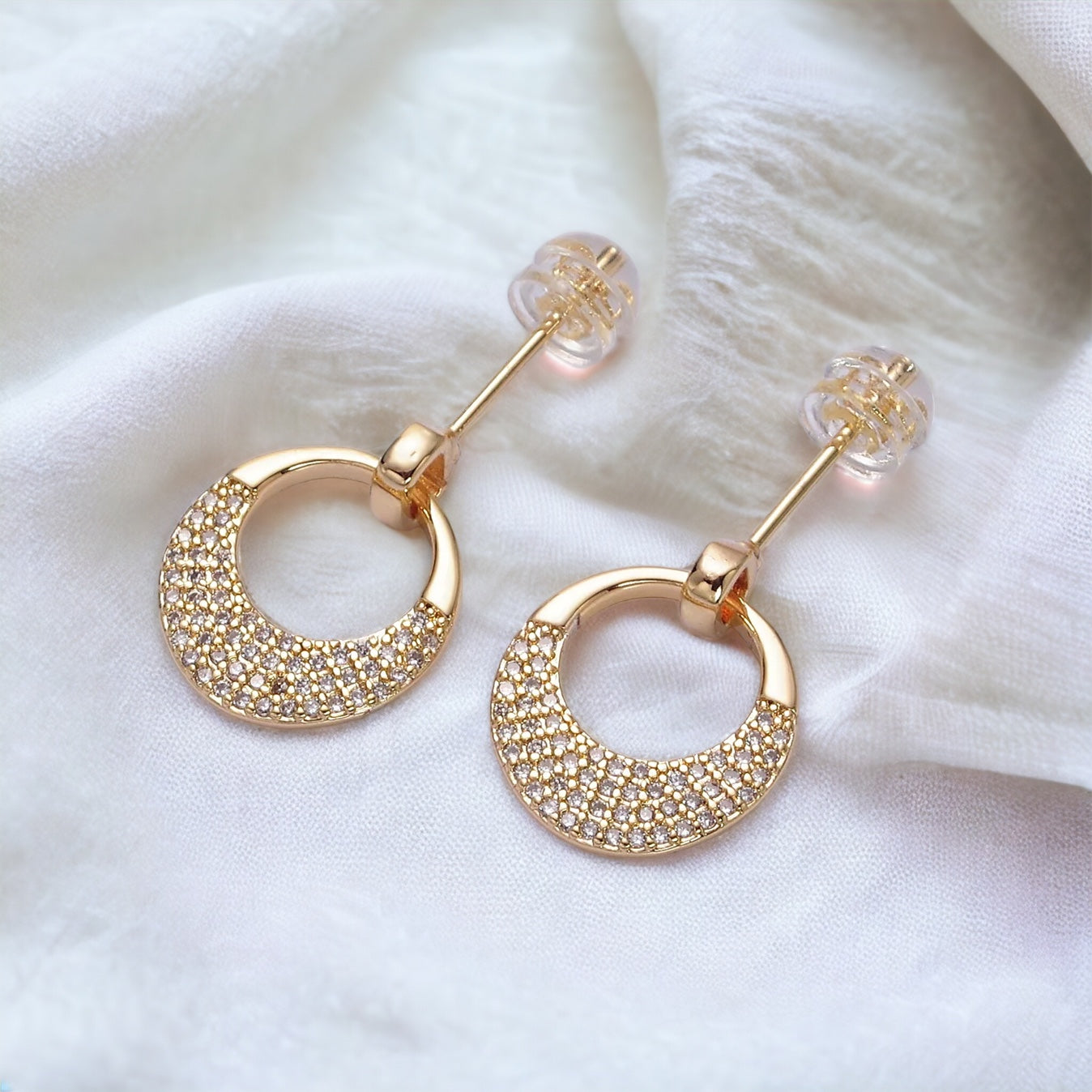 Lesina Circle Stud Earrings - Gold or Silver