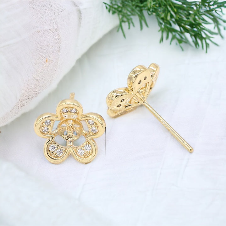 Gold filled dainty flower petal earrings