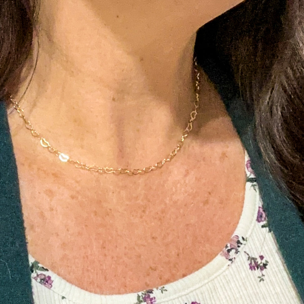 Gold filled heart links choker necklace