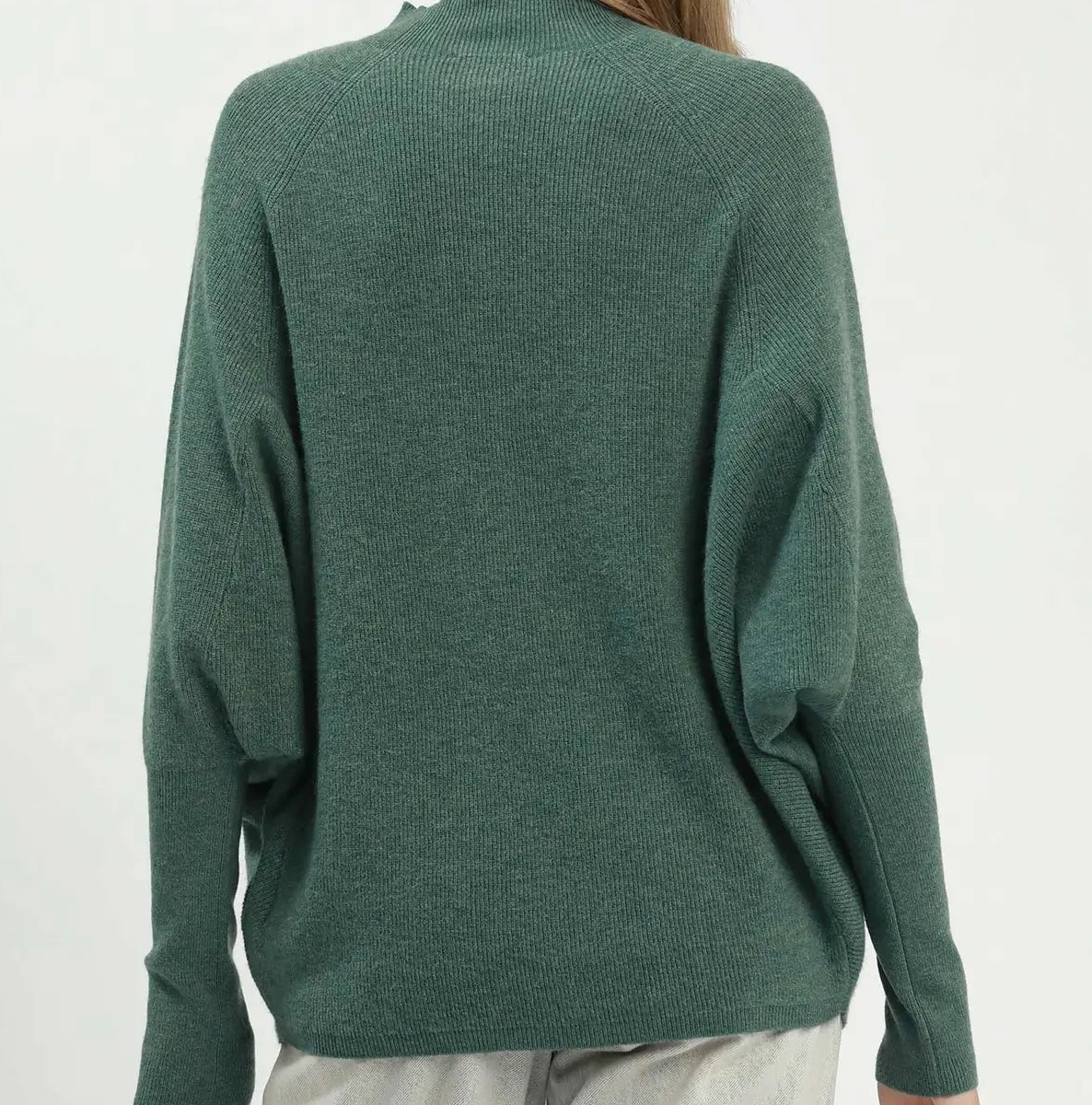 Teal Ribbed Dolman Sleeve Sweater