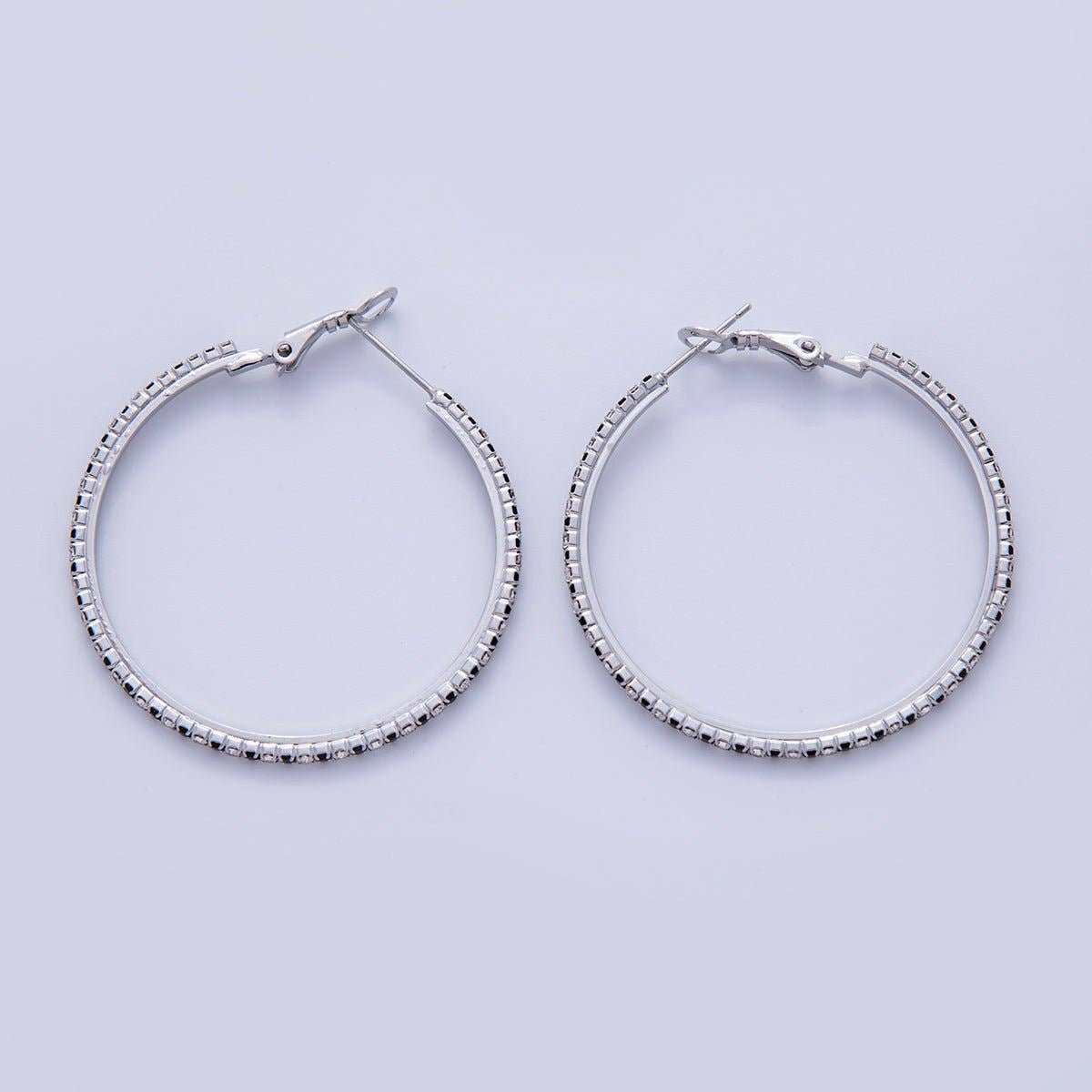 18K Gold Filled B&W Micro Paved CZ Hinge Hoop Earrings in Gold