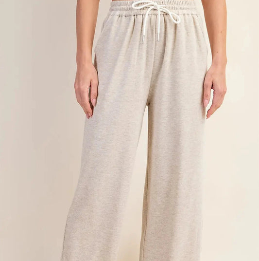 Taupe Knit Pants w/ Elastic Waistband