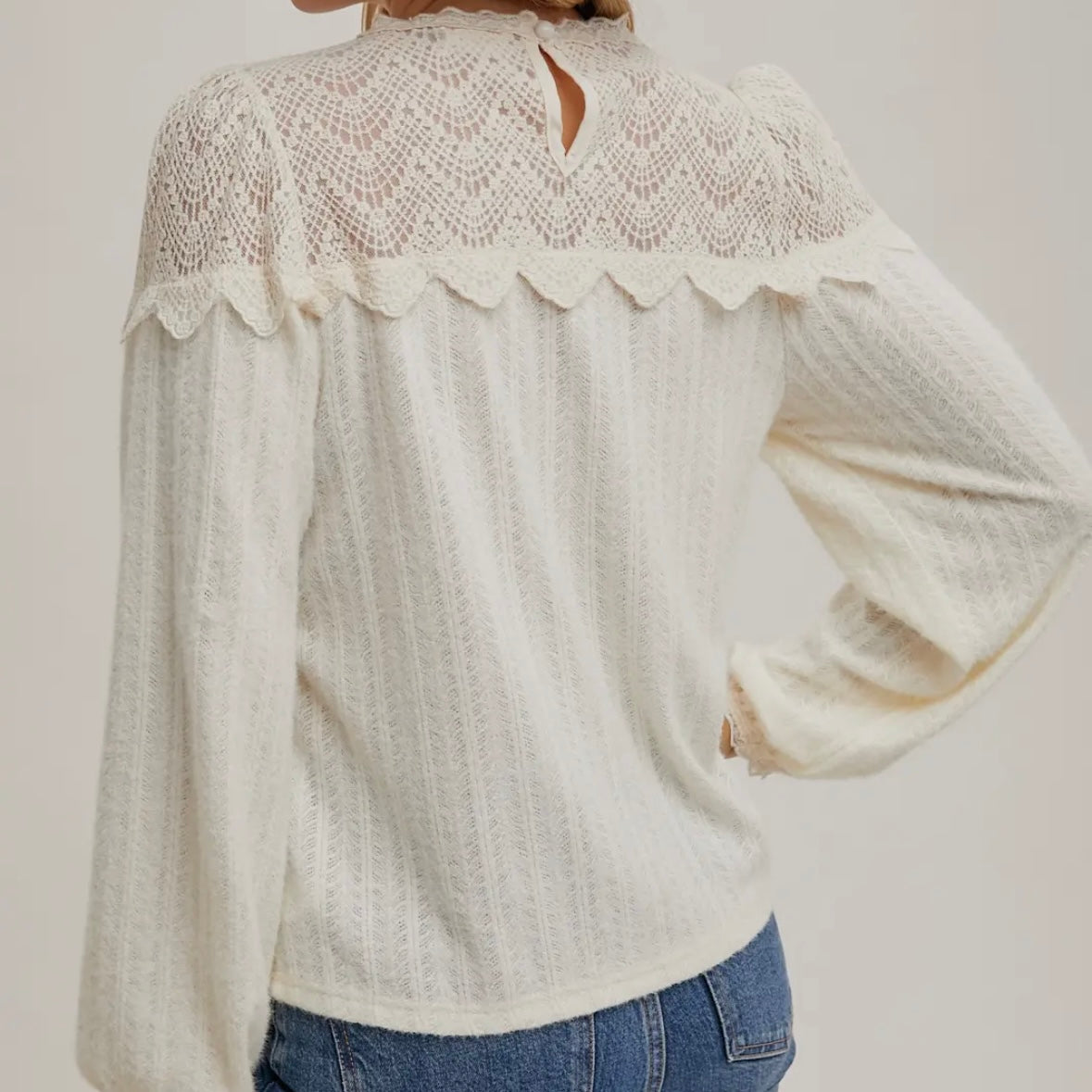 Ivory Lace Trim Blouse