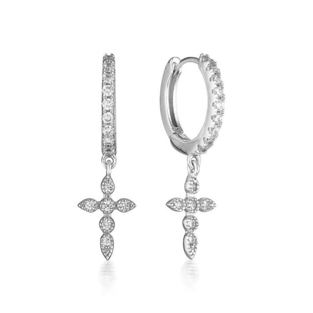 Dainty Cross Huggie Hoop Earrings