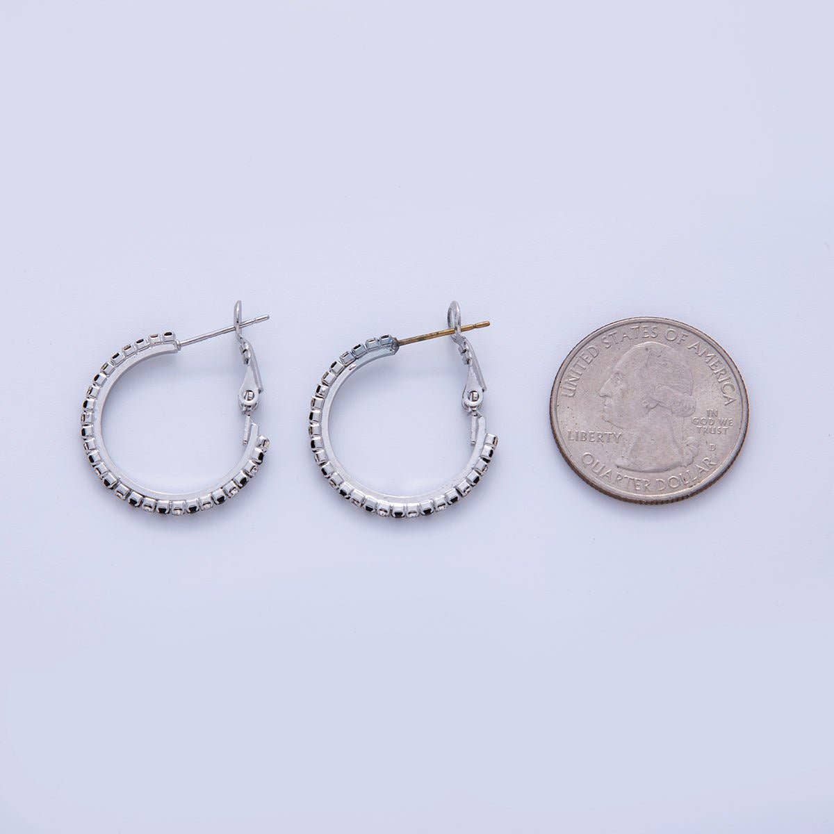 18K Gold Filled B&W Micro Paved CZ Hinge Hoop Earrings in Gold