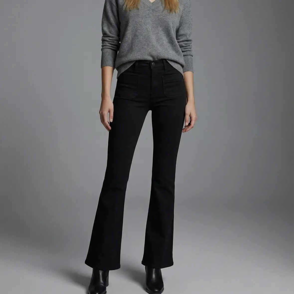 Black Tummy Control High Rise Bootcut Jeans