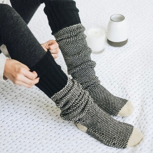 Black knitted lounge socks