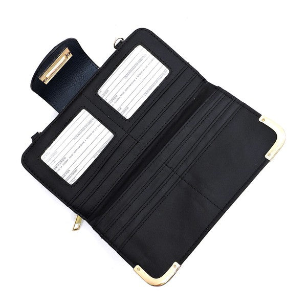 Fashion Turn Lock Crossbody Wallet