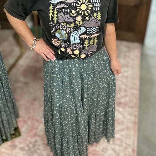 Paisley Print Maxi Skirt